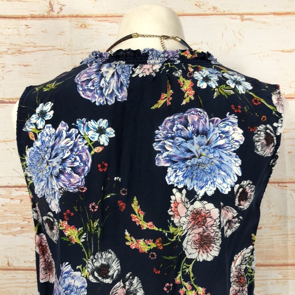 D9 - Daniel Rainn Navy Silk Sleeveless Top - M - Picture 6 of 6